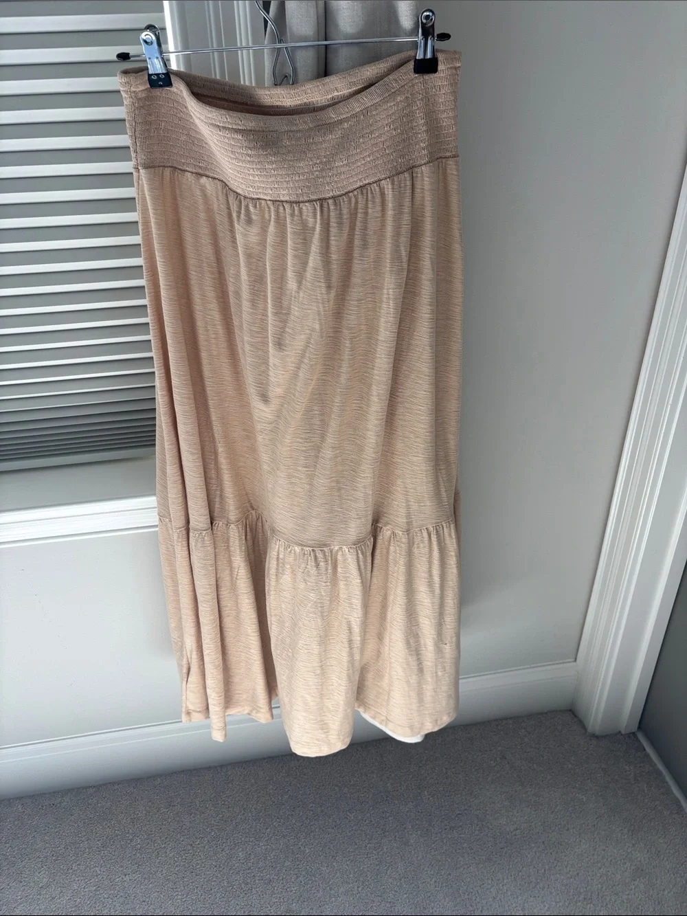Nation LTD Soft Beige Tiered Maxi Skirt